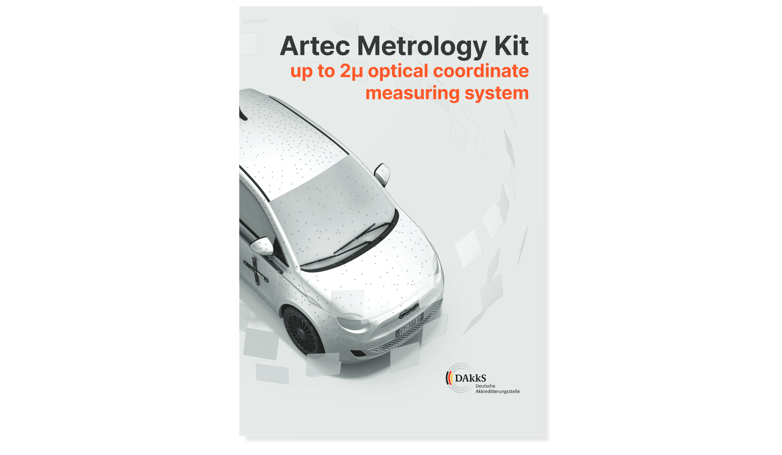 Artec Metrology Kit – naslovnica PDF brošure s tehničkim podacima Naslovna stranica brošure za Artec Metrology Kit – sustav za precizno 3D mjerenje