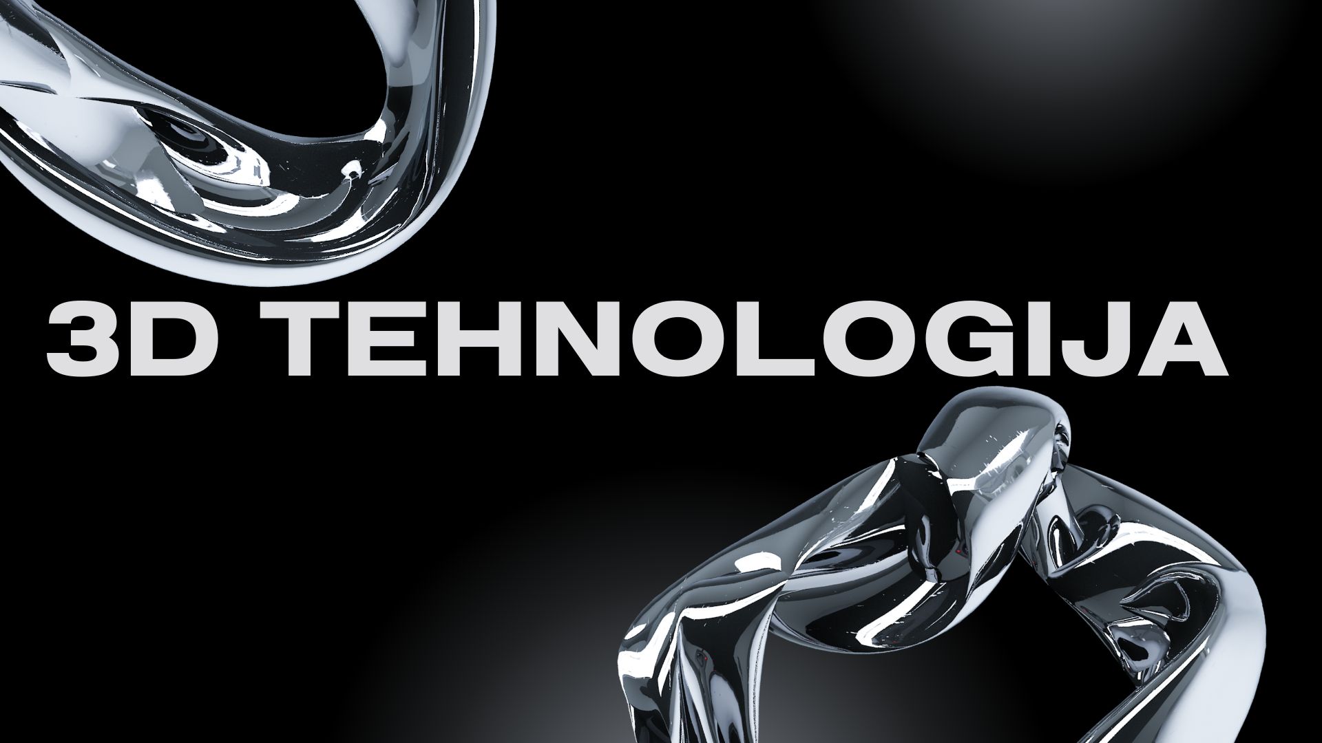 Futuristički 3D vizual s metalnim apstraktnim oblicima i natpisom 3D tehnologija